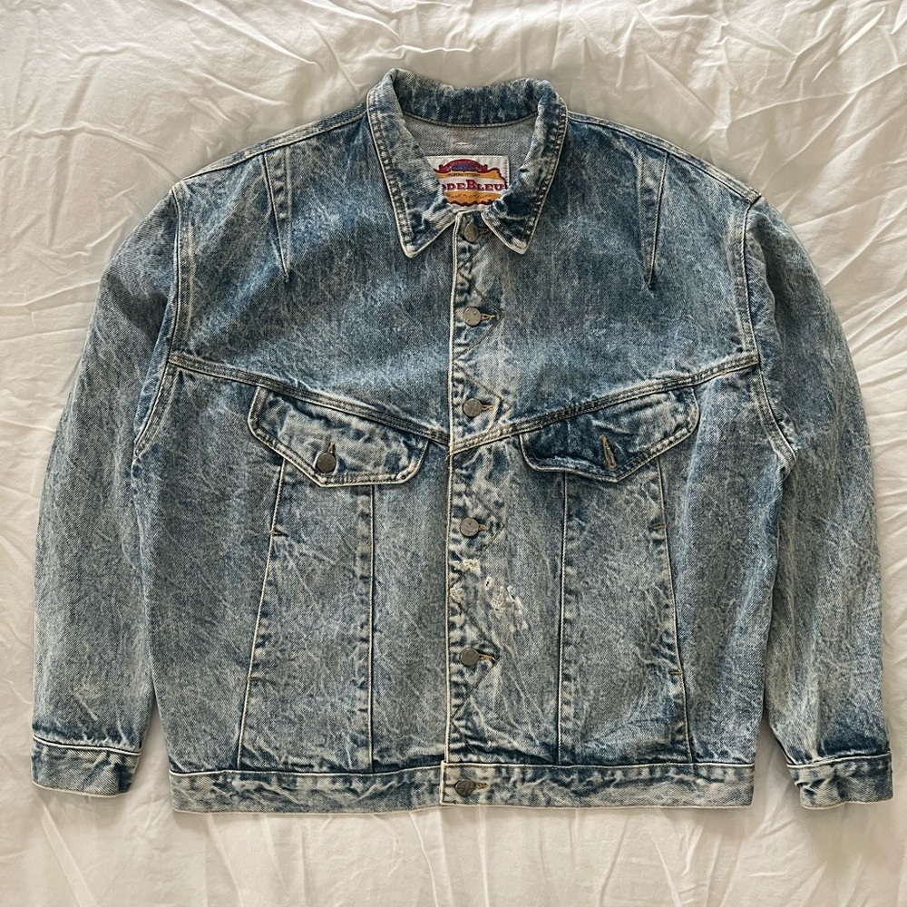 Vintage 80s Code Bleu Acid Wash Lightweight Denim jacket